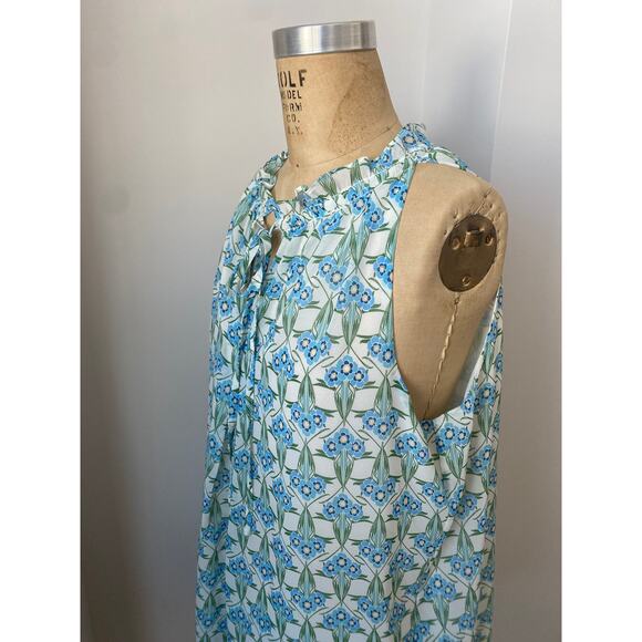 Max Studio Light Blue Sleeveless A-Line Top with Drawstring Neckline size L nwt - Picture 3 of 9